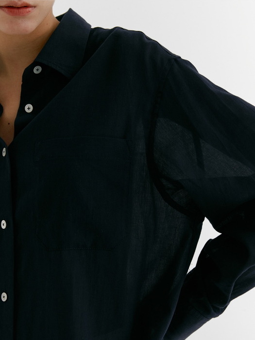 5차_LOOSE FIT GAUZE FABRIC SHIRT_NAVY