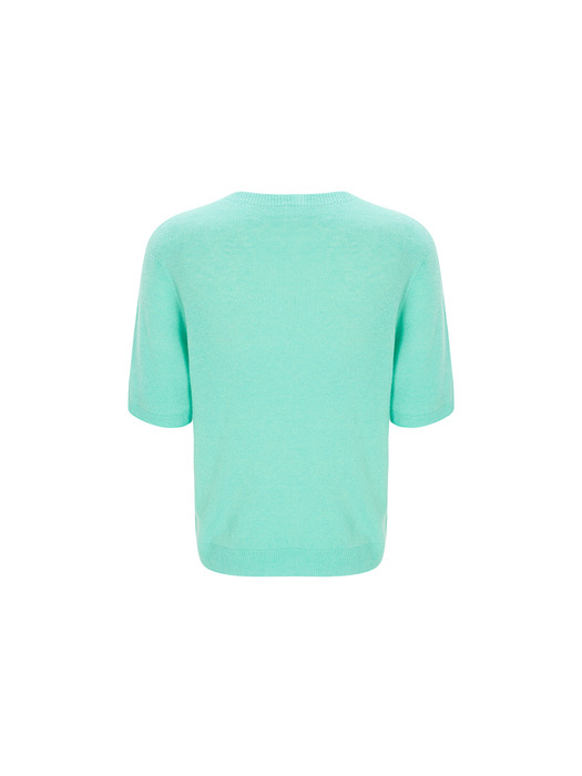 24SS 100% Wool Round Neck Sleeve Sweater - Mint