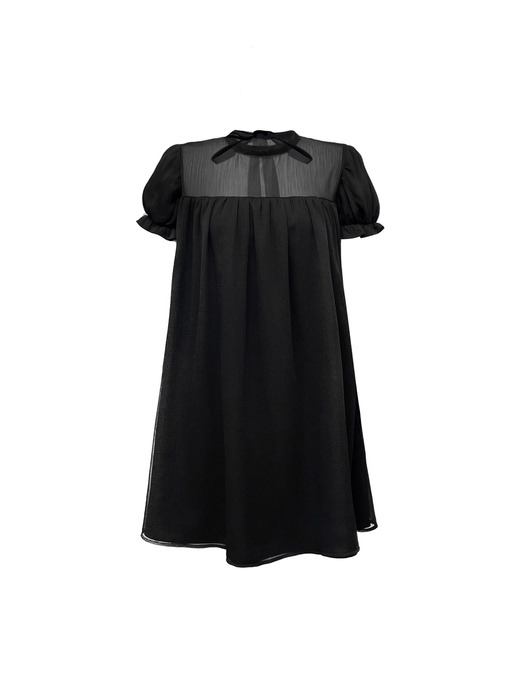 Sheer ribbon dress (Black)