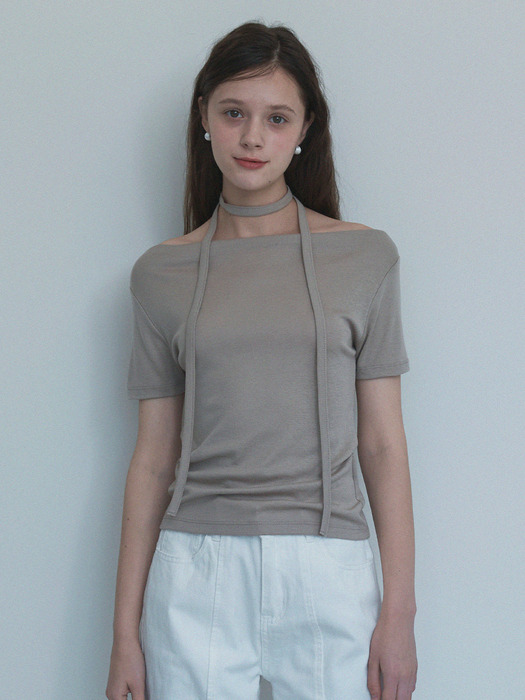 [4차] String boat neck t shirt (Ivory, Beige, Black)