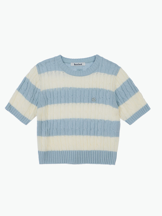 CINDY STRIPE KNIT TOP_3COLORS_SKY BLUE