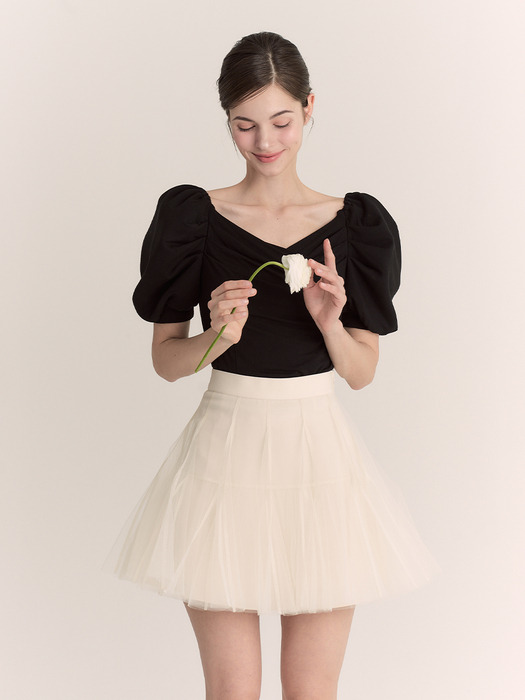 Etoile Banding Sha Mini Skirt (Cream Beige)