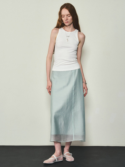 See-through Layered Skirts_CTS608(Pistachio)