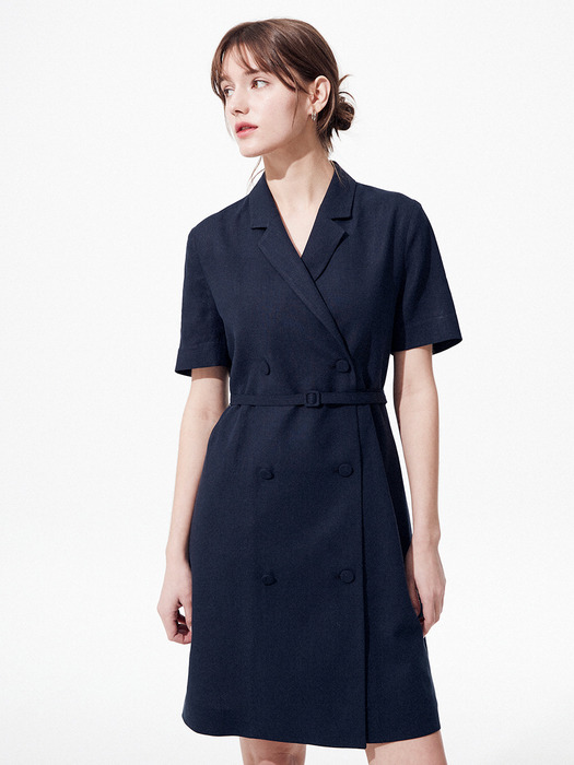 Claire Linen Jacket Dress [Navy]