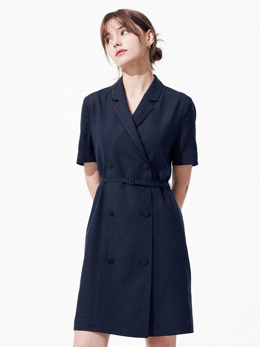 Claire Linen Jacket Dress [Navy]