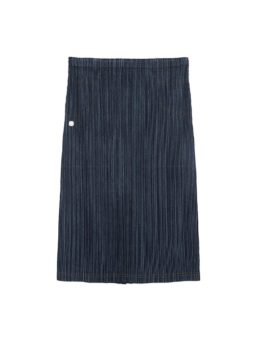 PLEATS STITCH LAYERED SKIRT IN NAVY