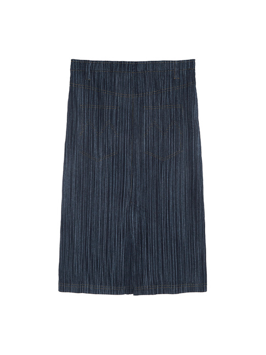 PLEATS STITCH LAYERED SKIRT IN NAVY