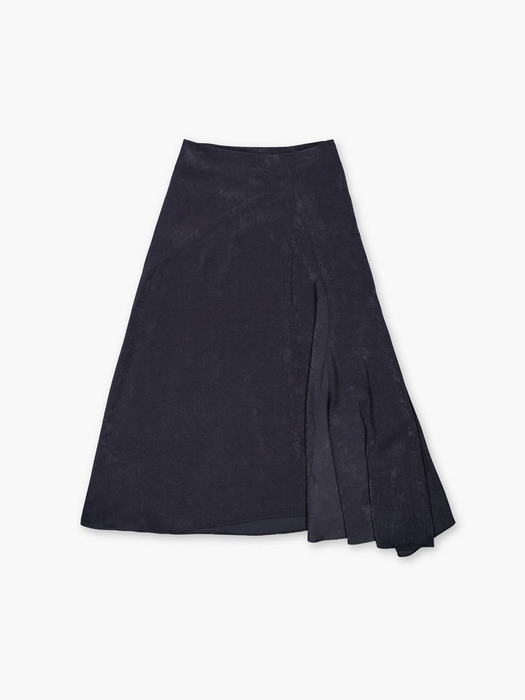 SATIN FLARE SKIRT_CHARCOAL