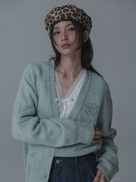 [단독]CLOVER SADDLE SHAGGY DOG KNIT CARDIGAN_MINTGREEN