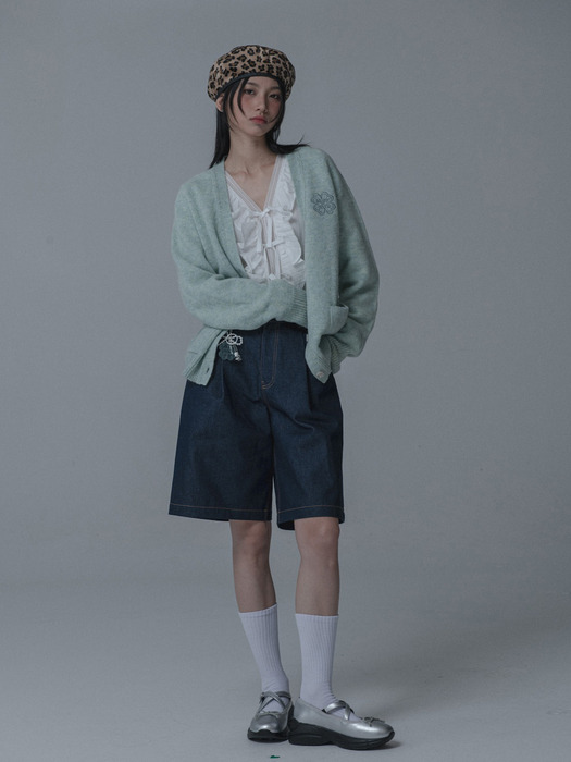 [단독]CLOVER SADDLE SHAGGY DOG KNIT CARDIGAN_MINTGREEN