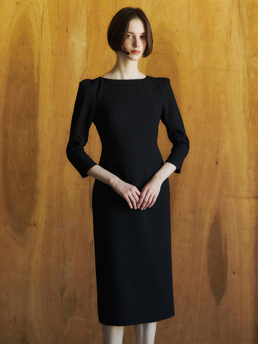 L.Sleeve Refined Pocket Dress_Black