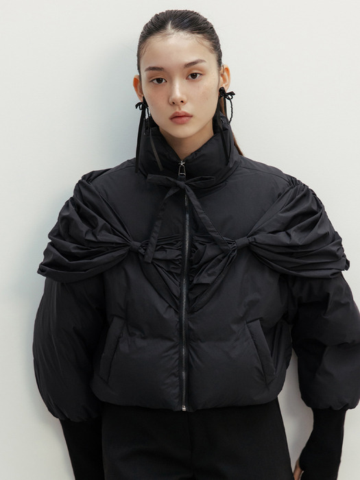 RIBBON PUFFER JACKET_TT4W001BK