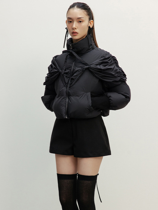 RIBBON PUFFER JACKET_TT4W001BK