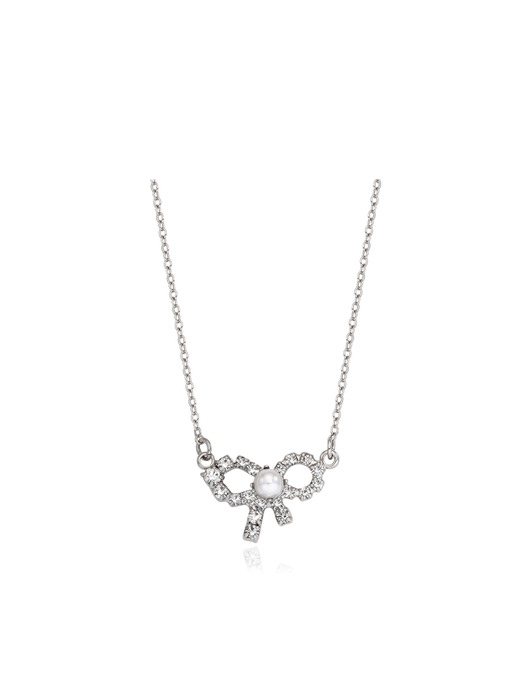 Petit Twinkle Ribbon Pearl Necklace_VH249ONE008M