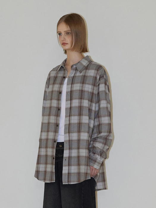 Ombre Check Overfit Shirts Gray Blue