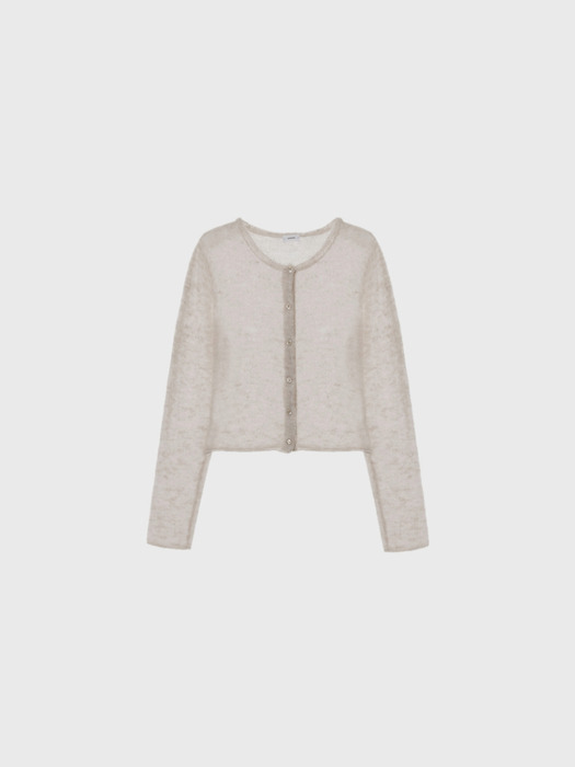 [단독] Mohair short cardigan knit (melange beige / light pink / dark gray / mint)