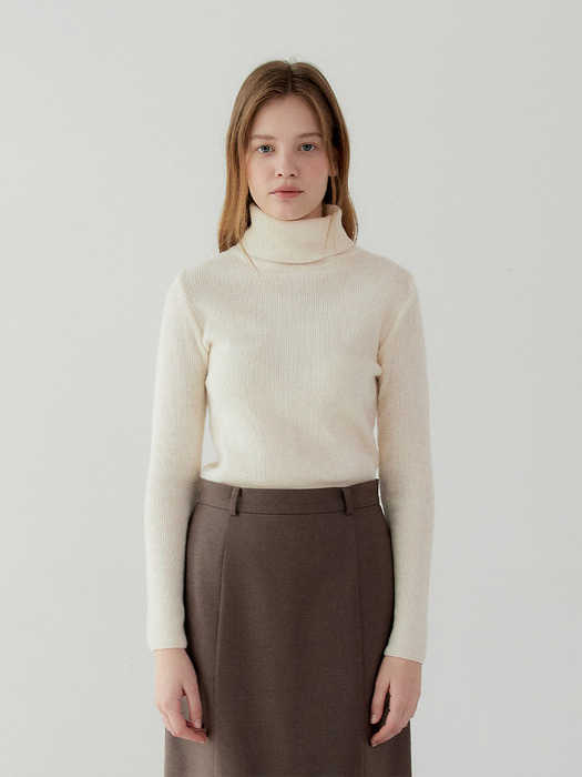 Wool Cash Turtleneck Knit [Ivory]