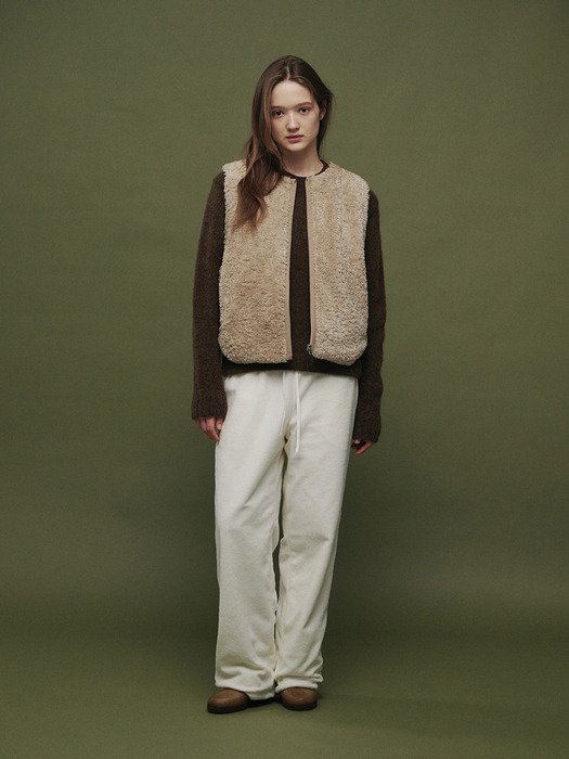 Shearling teddy vest (Beige)