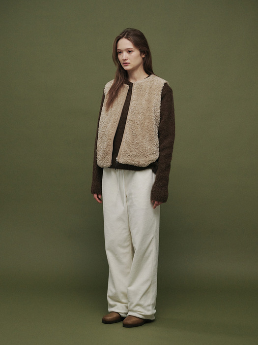 Shearling teddy vest (Beige)