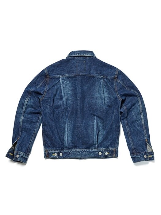 O3` Washed Denim Jacket (Dark Blue)