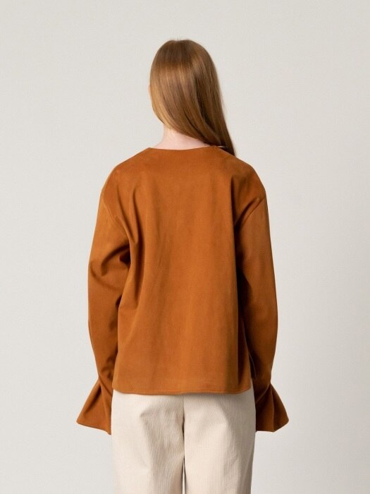 R BELL SLEEVE ECO SUEDE TOP