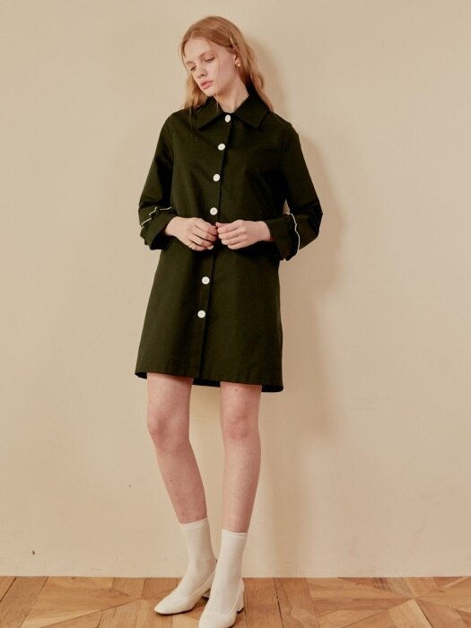 BUTTON JACKET ONEPIECE_DARK GREEN