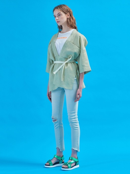 Serenity cropped robe [Peace olive]