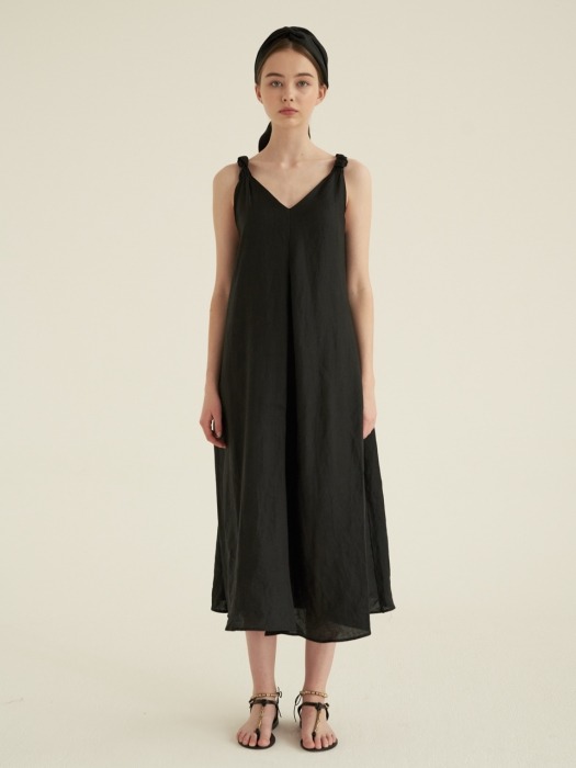 Knot Sleeveless Dress [Black]