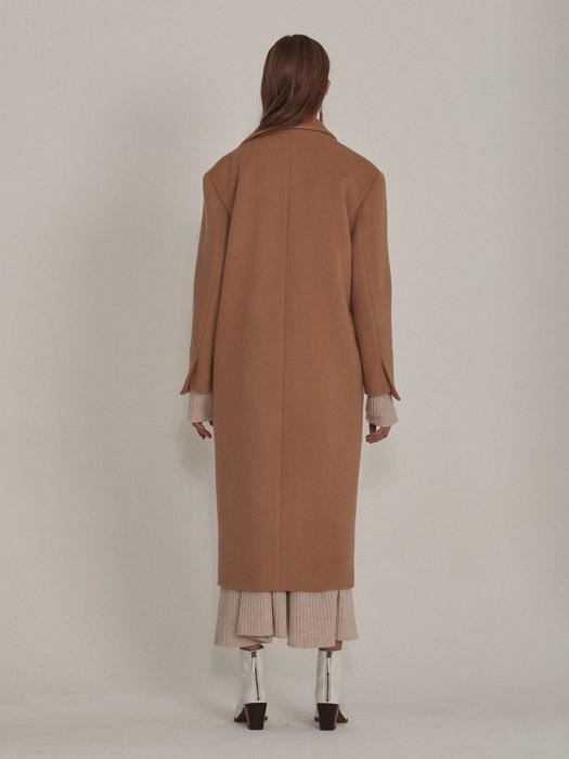 Roi Cashmere Blend Oversized Long Coat_Camel