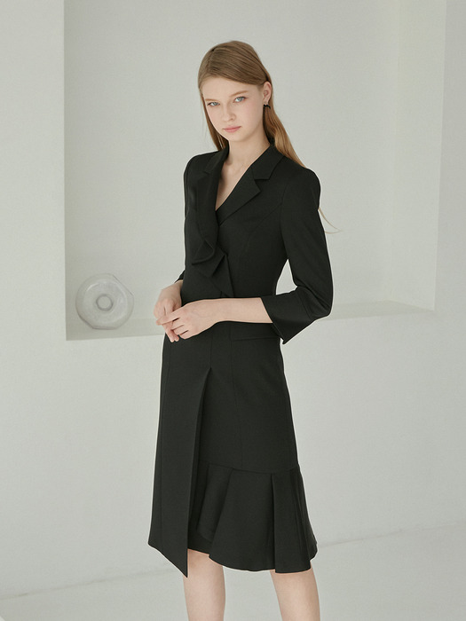 RAINA / SATIN JACKET STYLE DRESS(black)