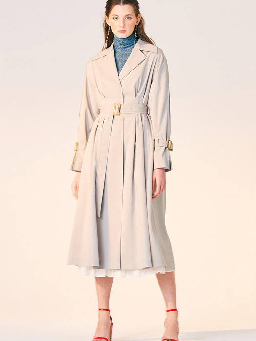 WAIST TUCK POINT TRENCH COAT_ASH MINT