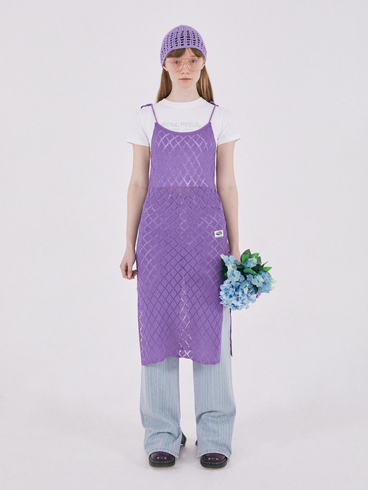 Crochet Knit Layered Dress [PURPLE]