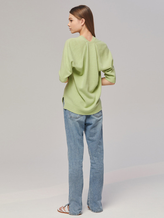 CASHMERE WOOL BACK VOLUME KNIT GREEN