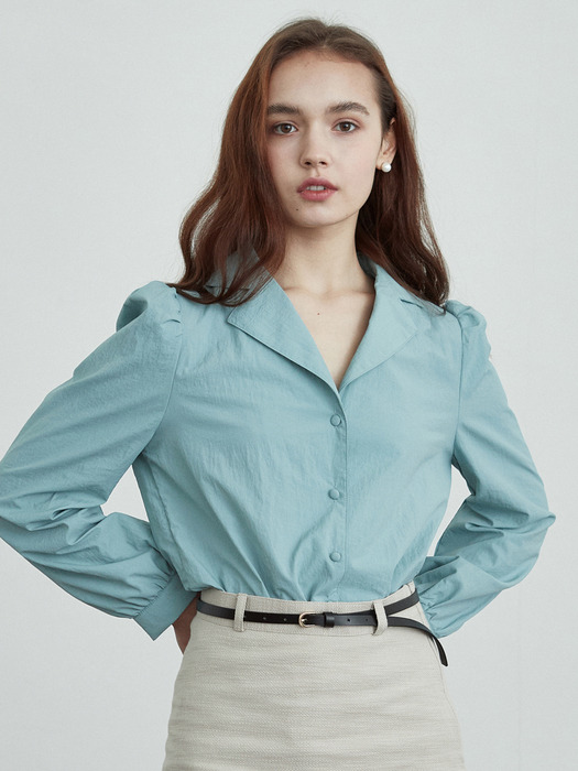 iuw632 wrinkle nylon blouse (skyblue)