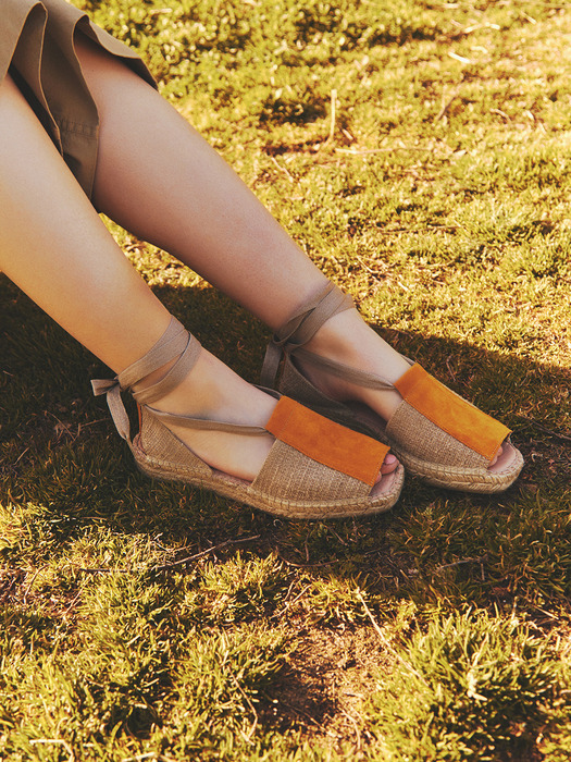 STRAP ESPADRILLE SANDALS_MUSTARD