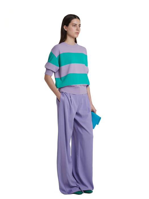 Stripe Half Sweater_Purple