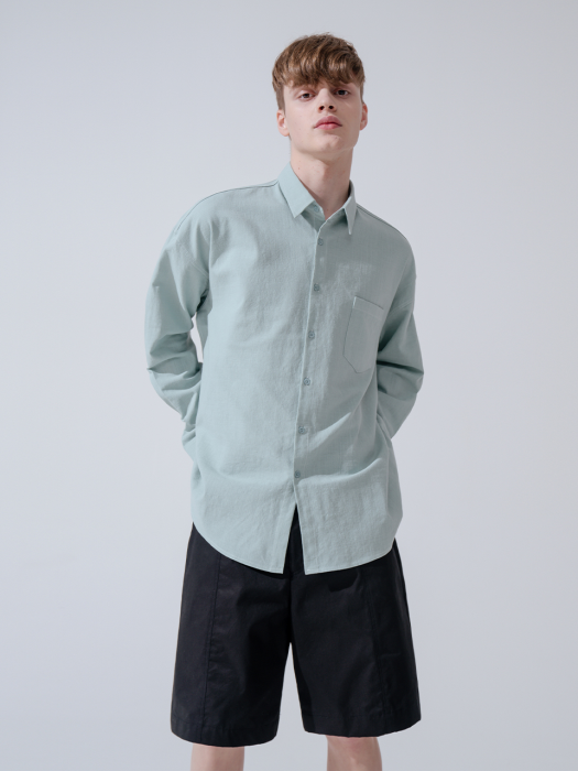 Overfit solid linen shirt_mint