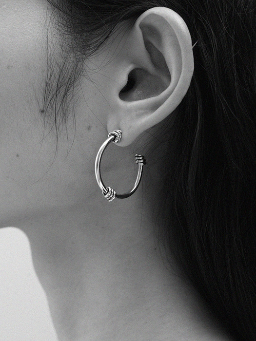 Rope hoop earring-Large[silver]