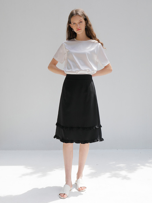 DOUBLE FRILL SKIRT_BLACK