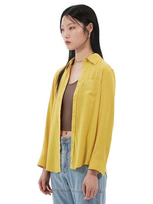 BUTTON DOWN LOGO SHIRT, YELLOW