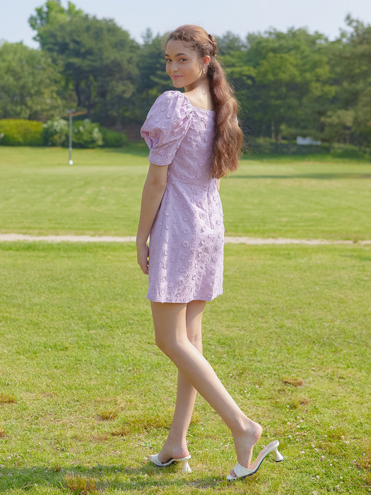 DAISY LACE PUFF SLEEVES ONEPIECE_VIOLET PINK