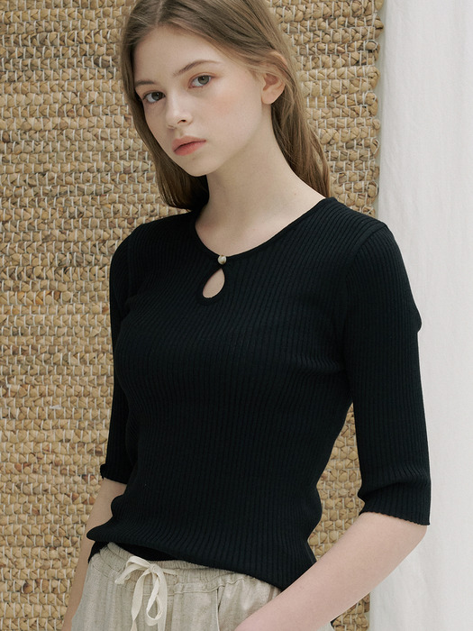 monts 1135 point short-sleeve knit (black) 
