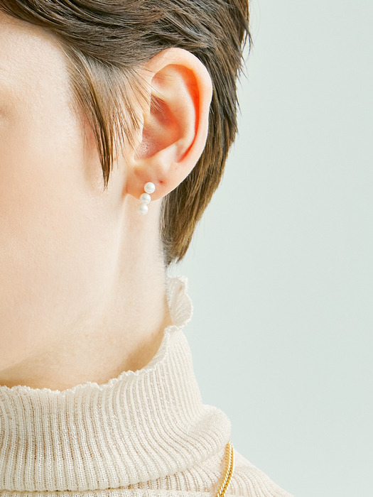 Straight Line Pearl Earrings (14K 골드)