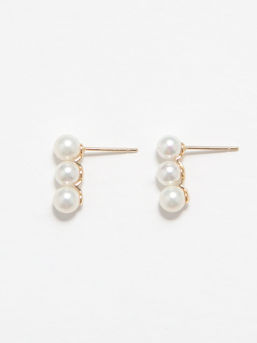 Straight Line Pearl Earrings (14K 골드)