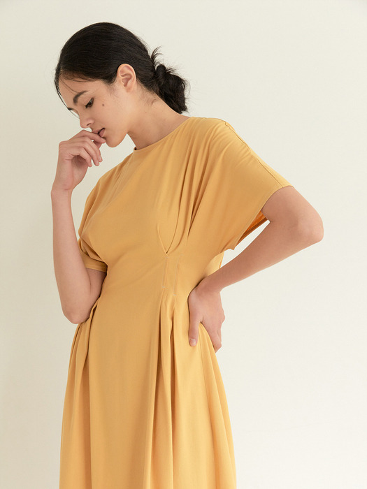 Stitch Doman Sleeve Dress_Mustard