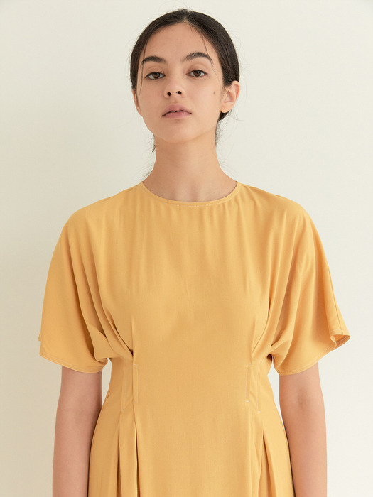 Stitch Doman Sleeve Dress_Mustard