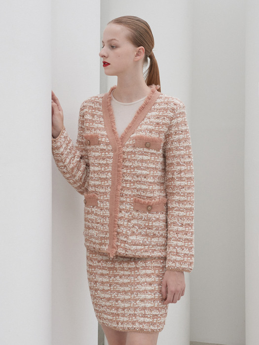 tweed knit skirt (pink)