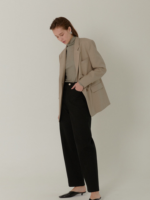 AMBER Classic Tailored Half Double Jacket_SAND BEIGE