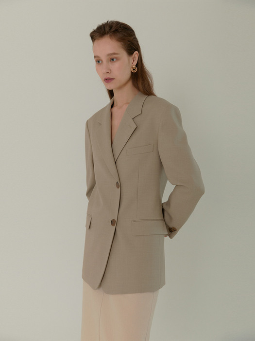 AMBER Classic Tailored Half Double Jacket_SAND BEIGE