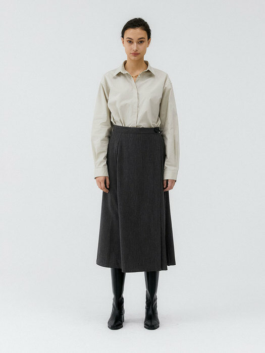 Pleats Wrap Skirt_Gray